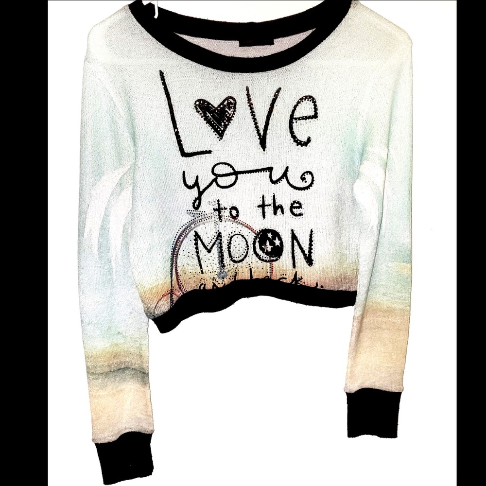 Crimson Ivy cropped knit & jeweled sweater- Size L